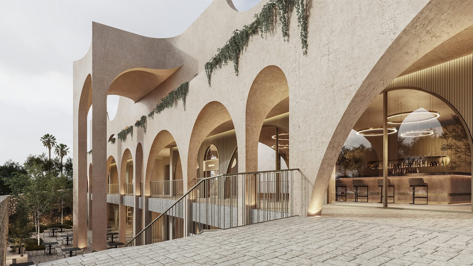 Patio Tramore Shopping Center en Benahavís — arquitectura comercial de Archidom Studio, estudio de arquitectura e interiorismo en Marbella y Madrid
